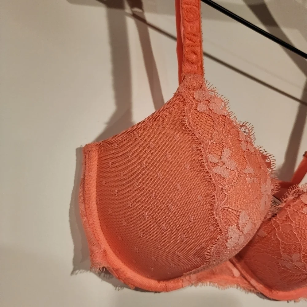 Victoria's Secret‎ Dream Angels Push-up Padded Underwire Lace Bra Orange Floral